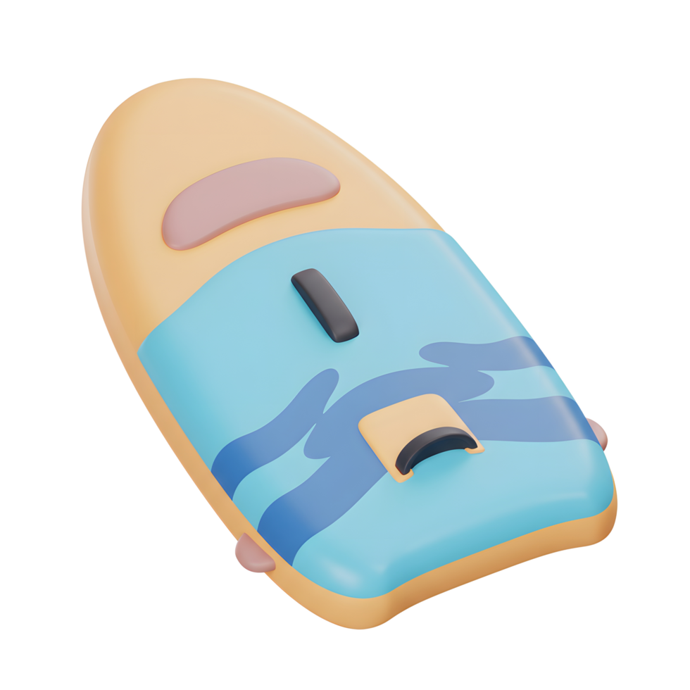 Stylish 3D Render of a Summer Surfboard png