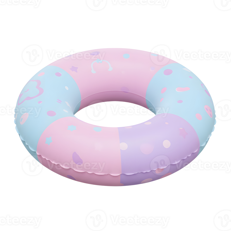 Cute Pastel Pink and Blue Inflatable Swim Ring for Summer Fun png