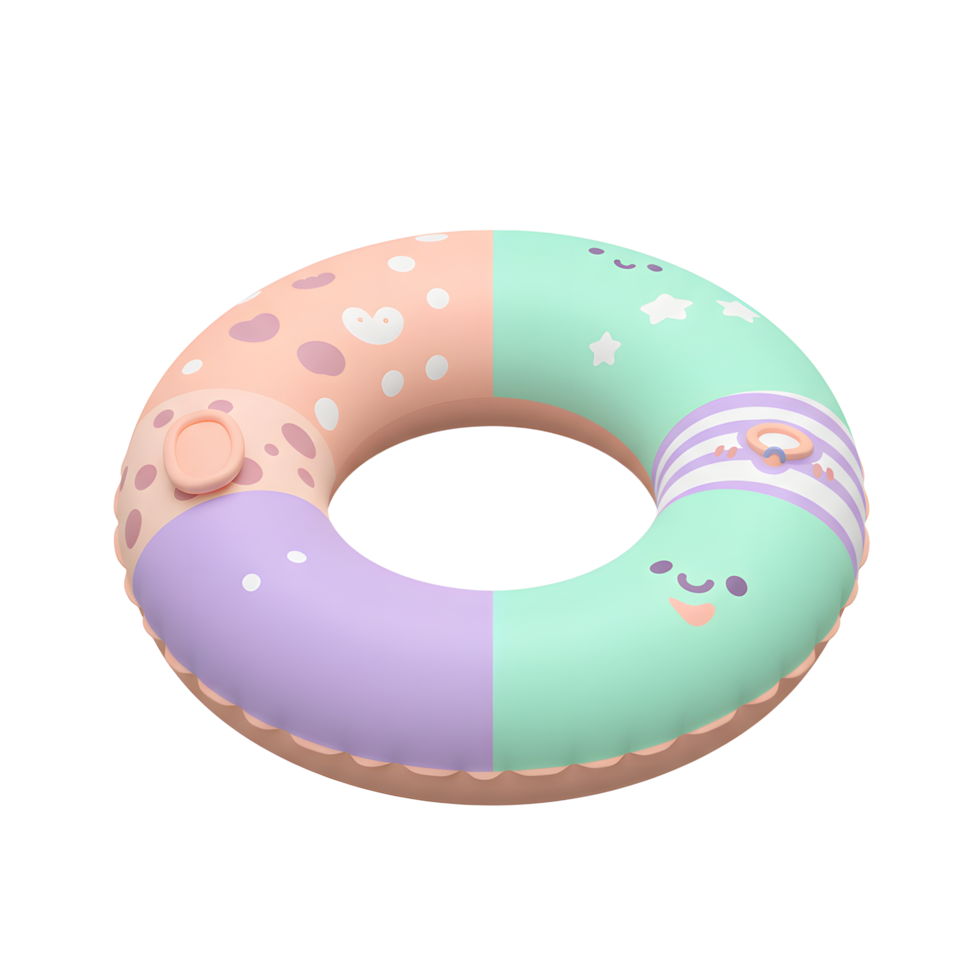 Adorable Pastel Swim Ring Summer Fun Pool Float Toy colorful png