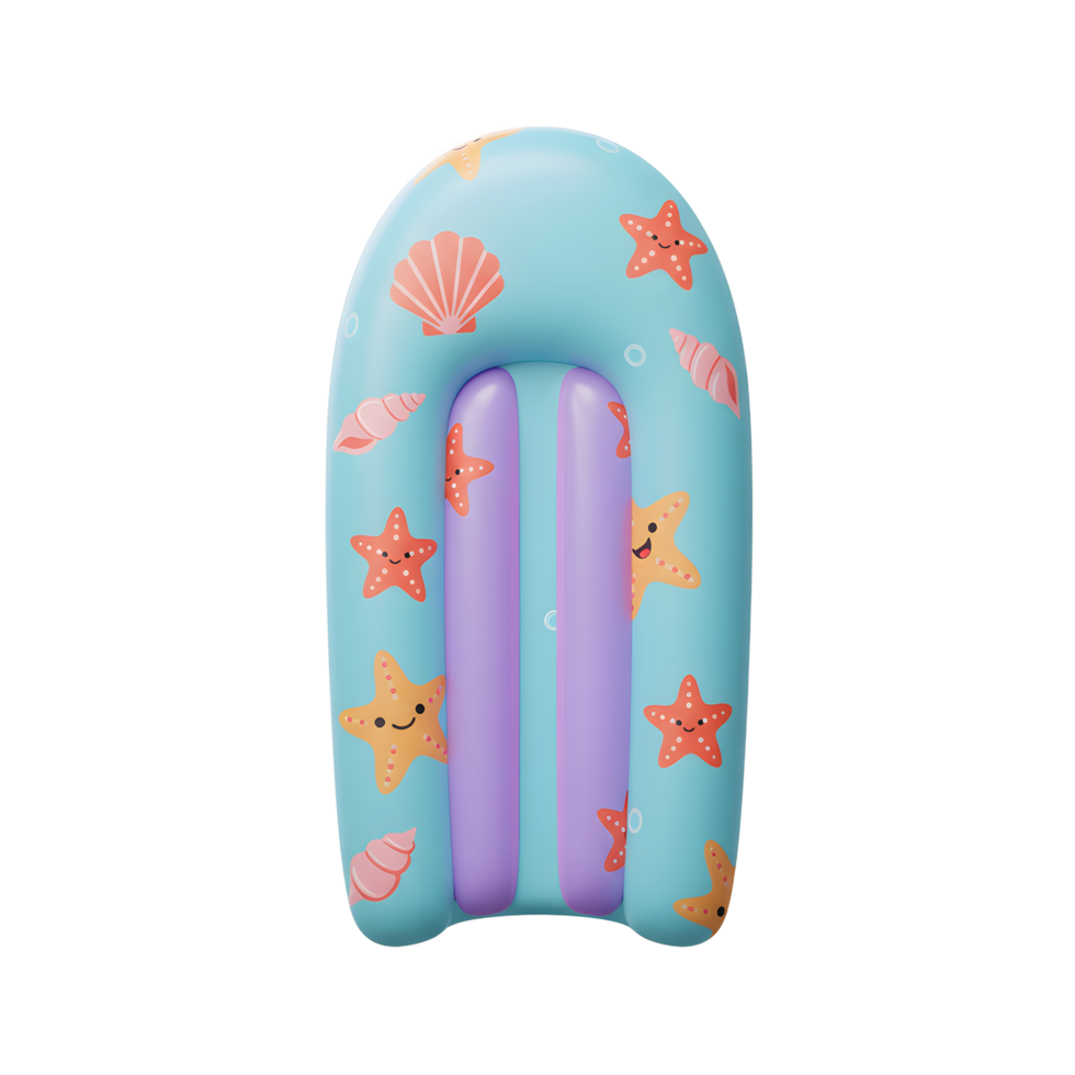 Cute Inflatable Pool Raft with Starfish and Shells Design png