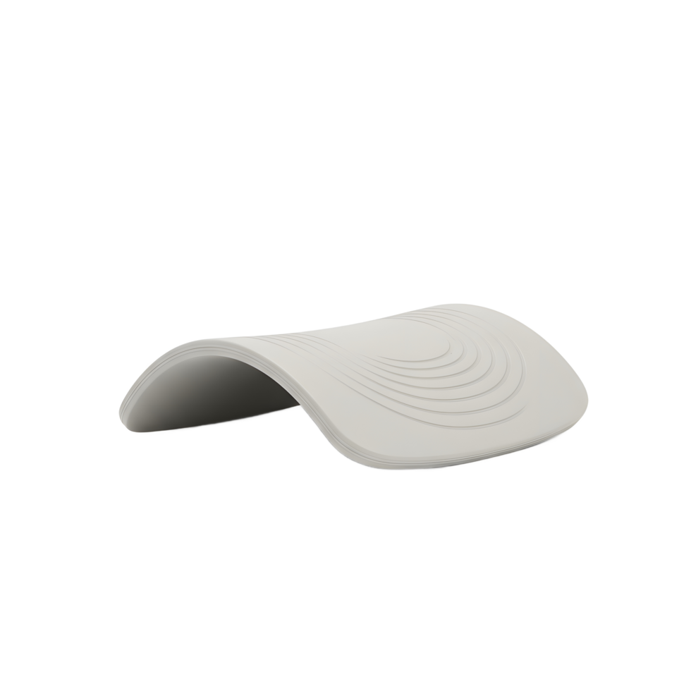Modern Grey Curved Desk Pad with Concentric Circles Design png
