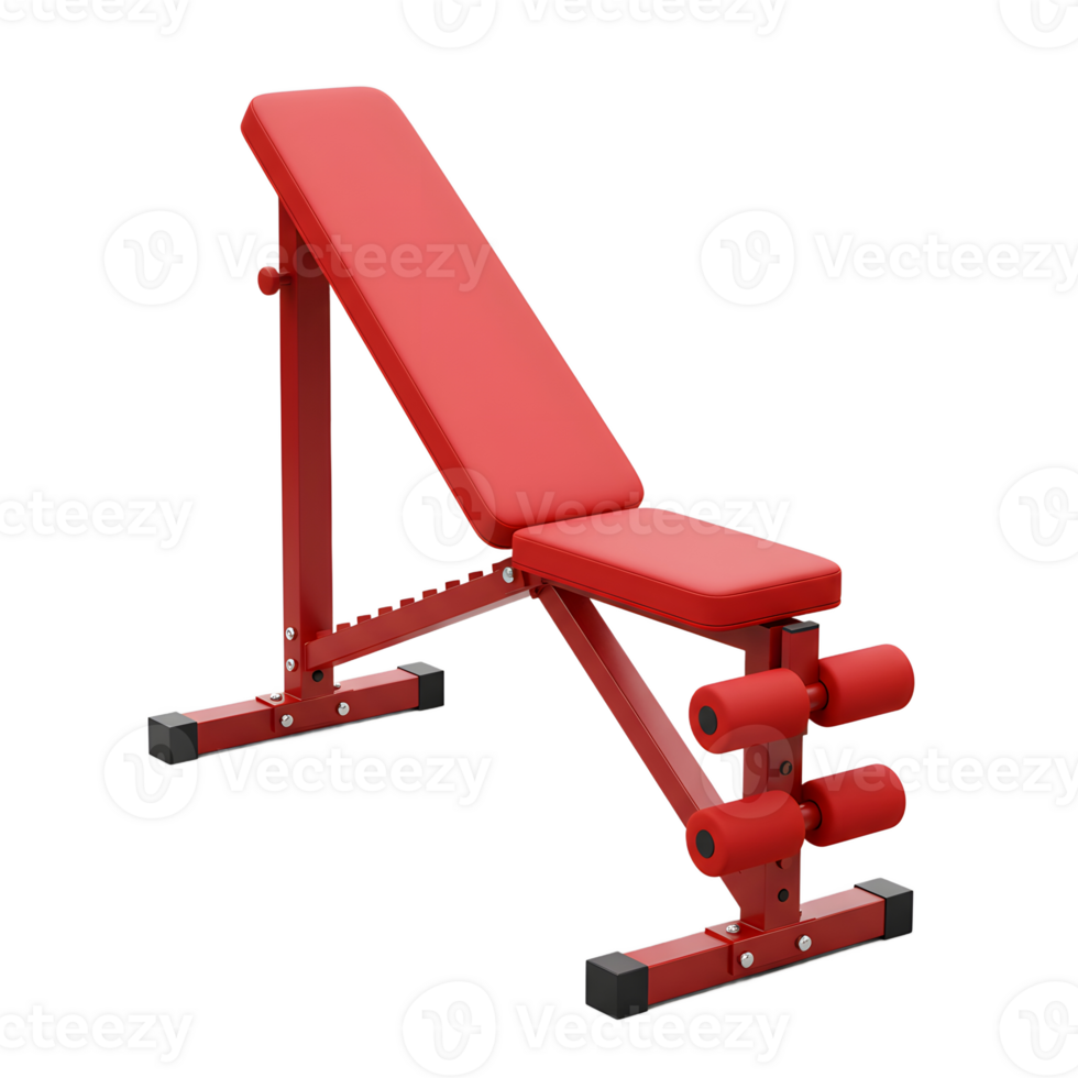 a red bench with weights on it png