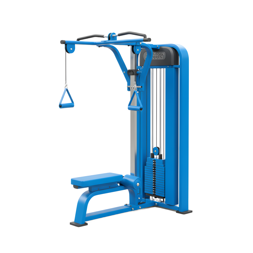 Blue Lat Pulldown Machine for Gym Strength Training with elegant design png