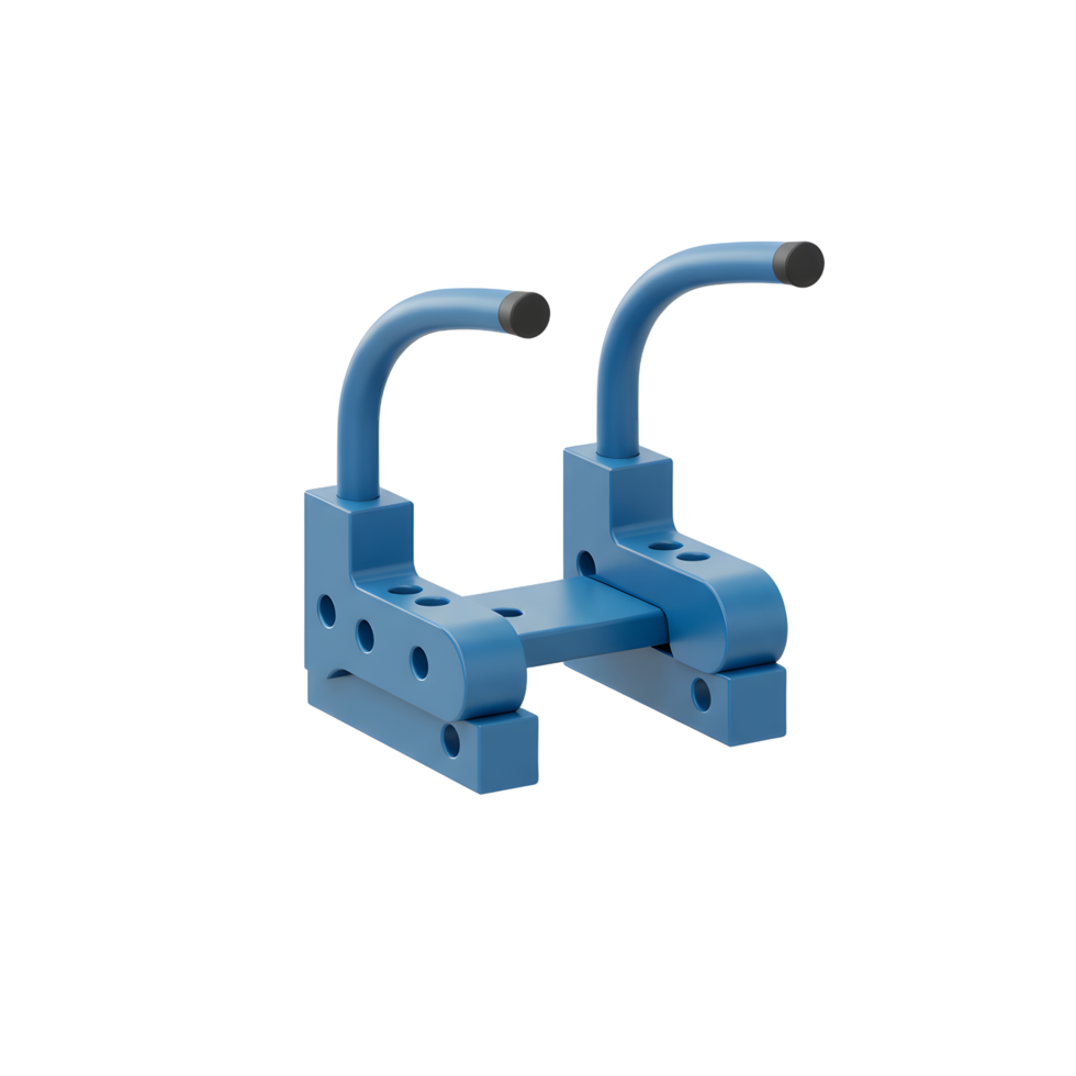 Blue Industrial Part with Handles 3D Render png