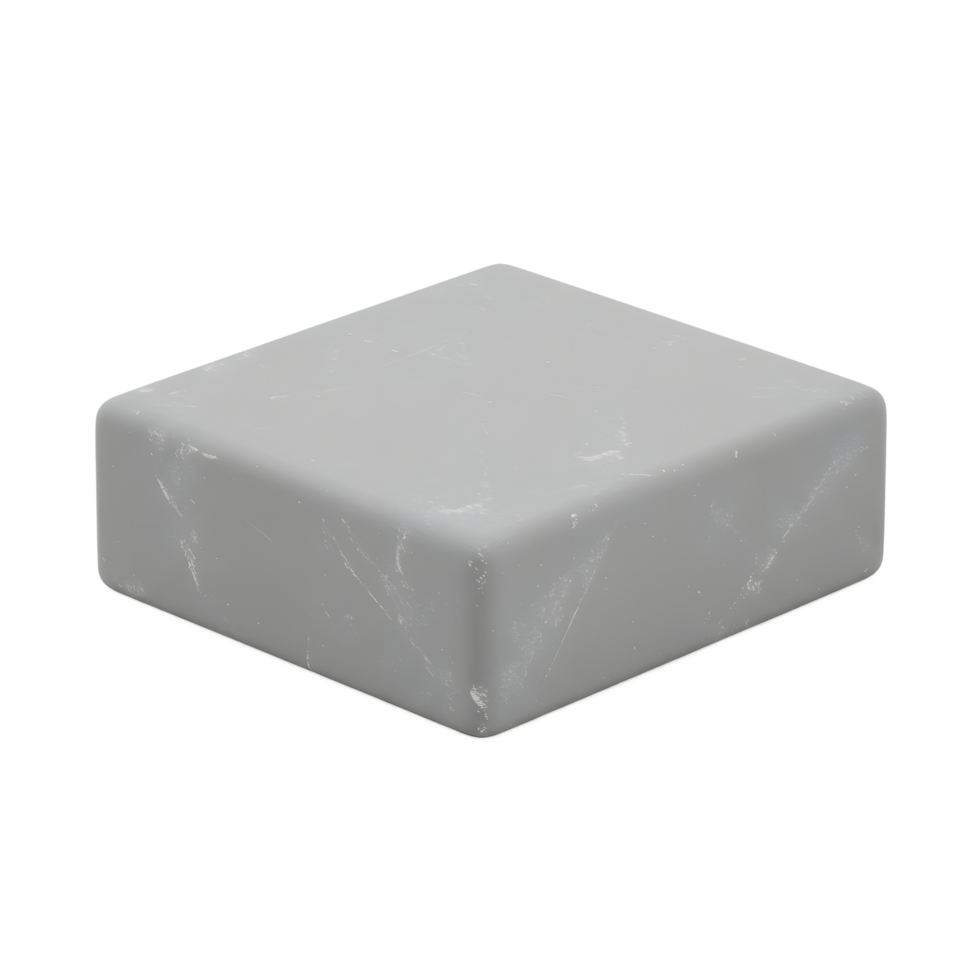 Gray Textured Square Block 3D Model Render png