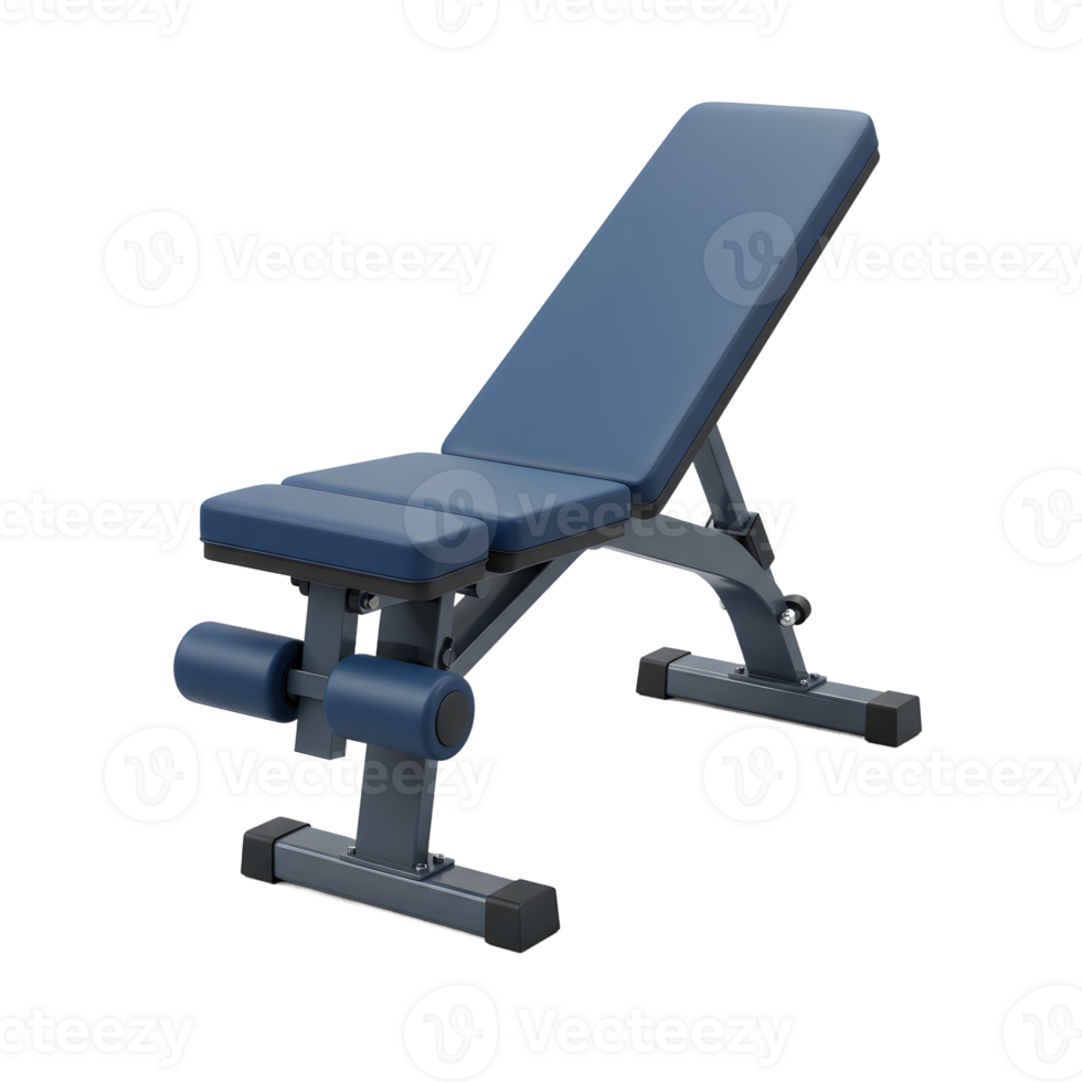 a blue exercise bench on a white background png