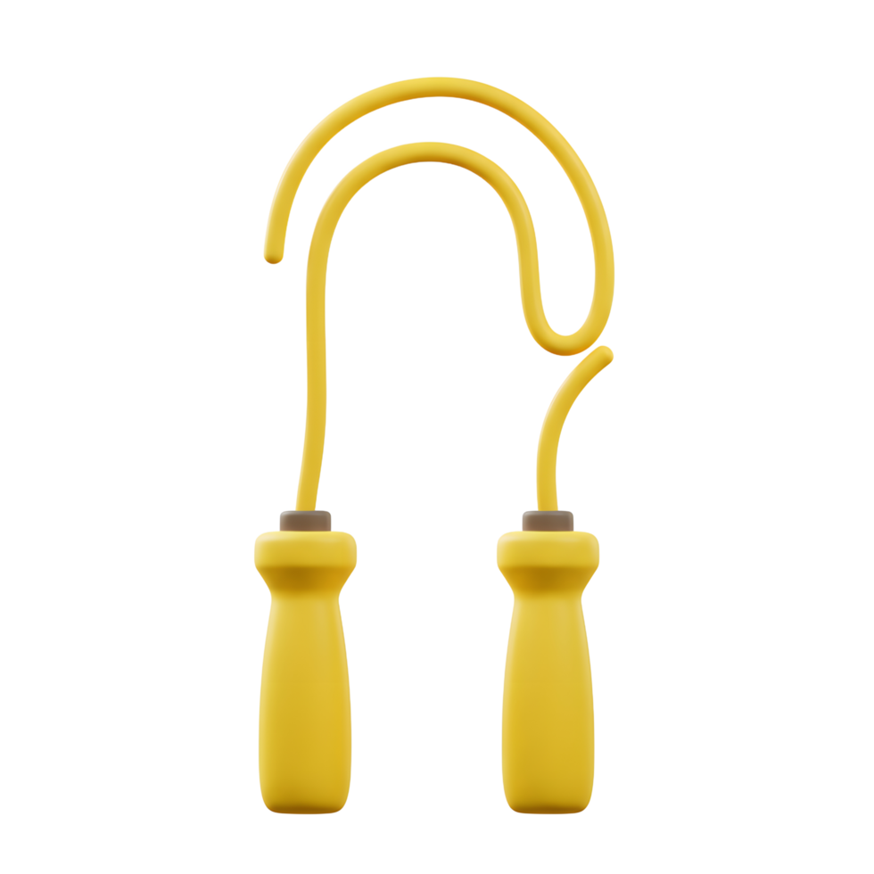Yellow Jump Rope 3D Render Fitness Exercise Workout png