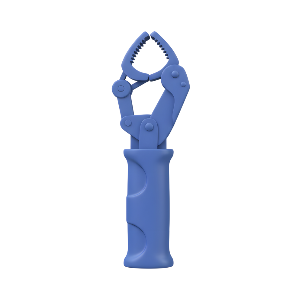 Blue Robotic Claw Gripper Hand Tool 3D Model png