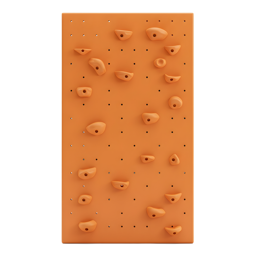 Orange Indoor Climbing Wall Panel with Holds png