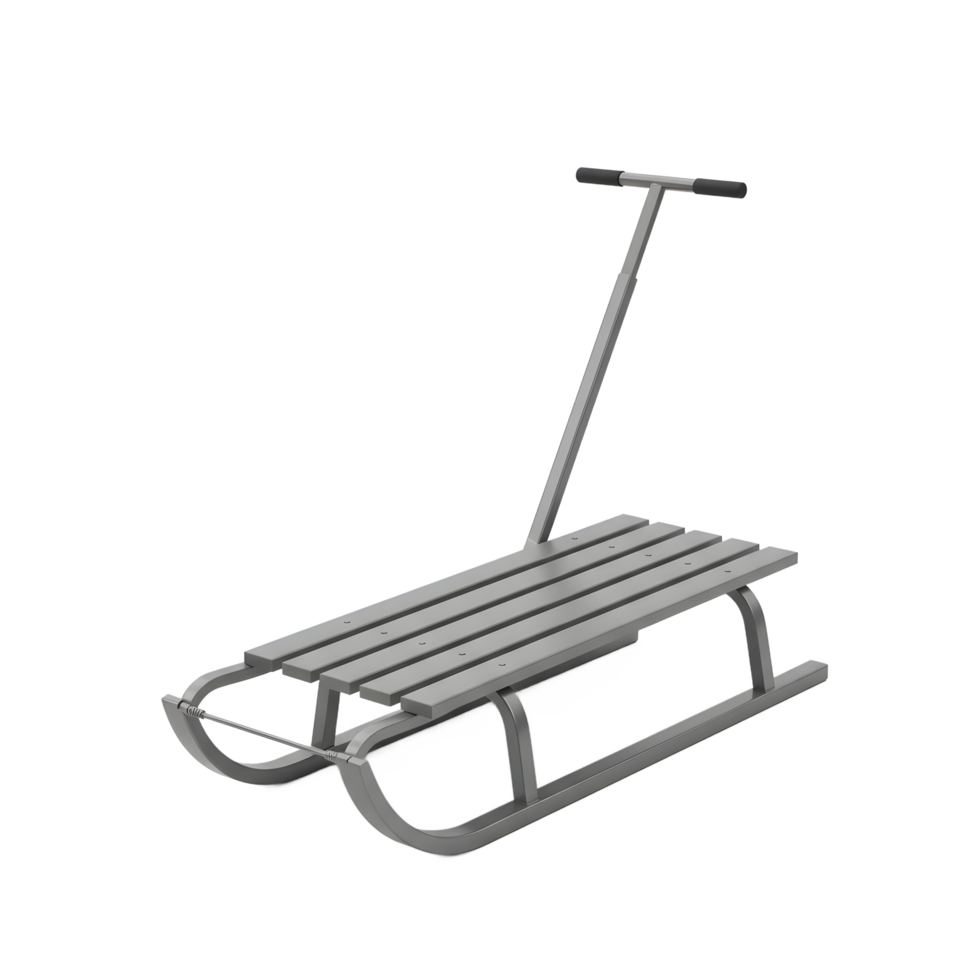 Metal Sled with Wooden Seat Winter Fun Snow Sledding png