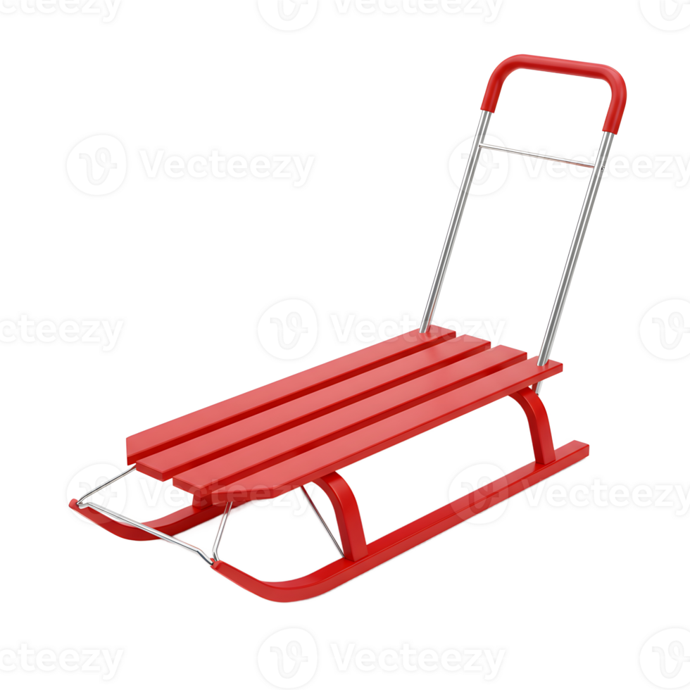 Classic Red Wooden Sled for Winter Fun and Snow Play png