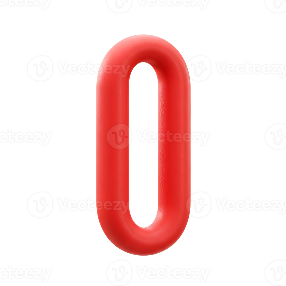 Red 3D Number Zero Digit Graphic Design Element png