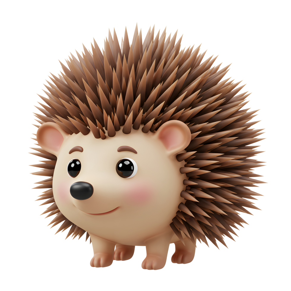 Cute Hedgehog Character Standing with Adorable Expression on a White Background png