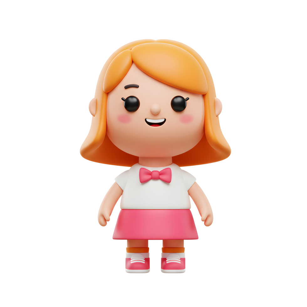 Cartoon Girl Character with Red Hair and Pink Outfit Standing png