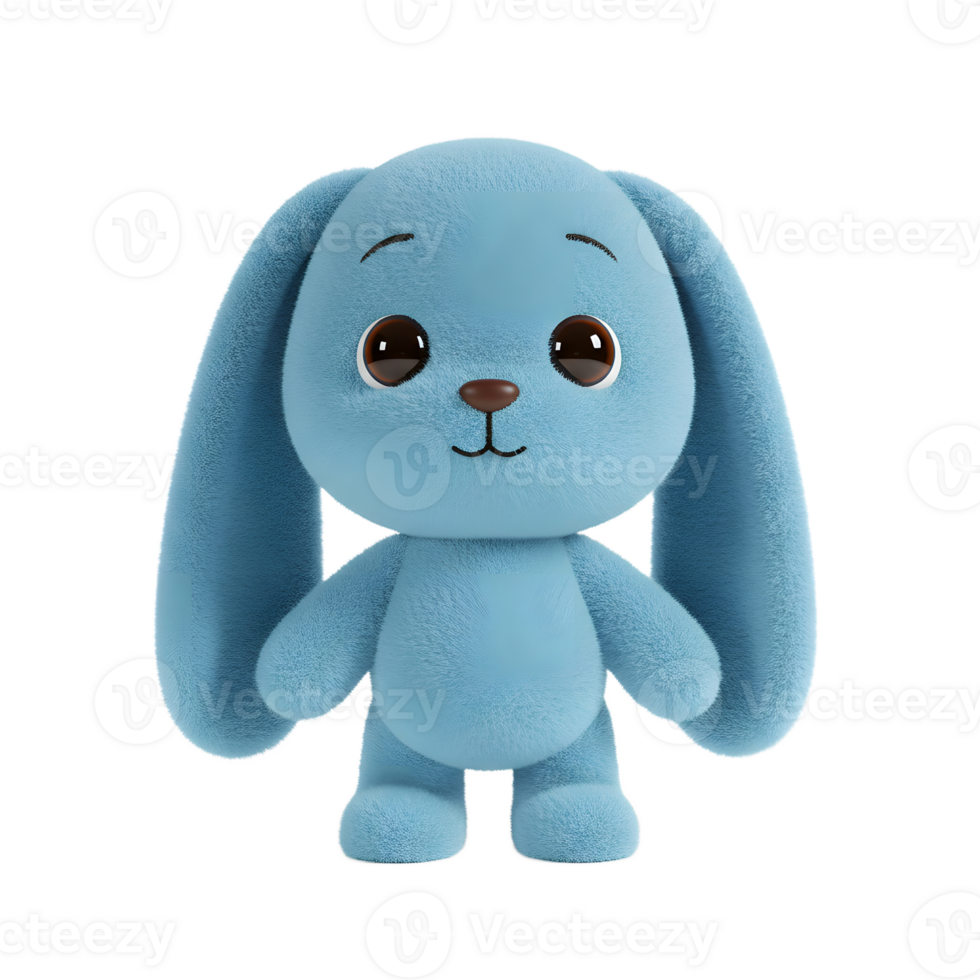 Cute Blue Bunny Standing on White Background Ideal for Children Designs png