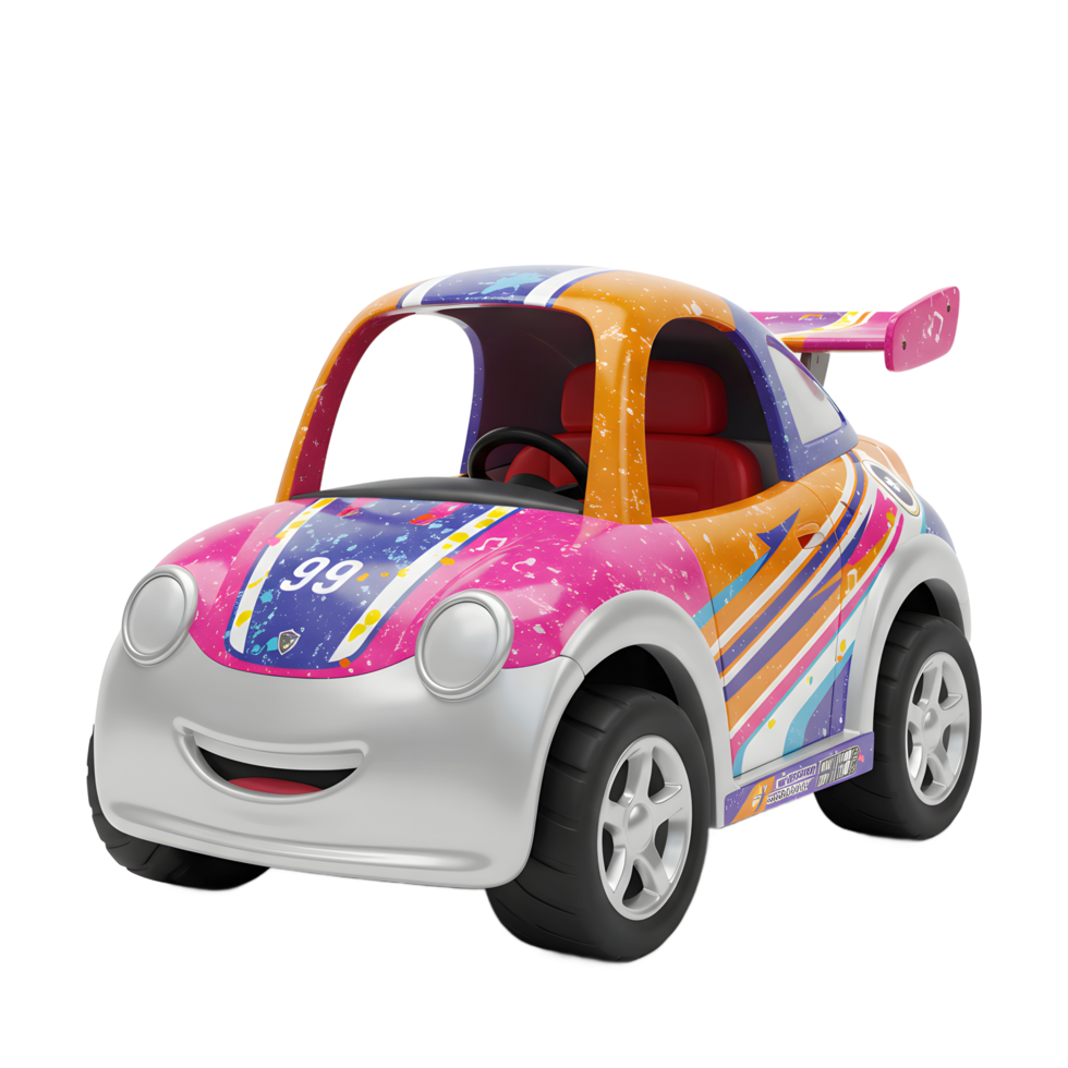 Colorful Toy Race Car with Spoiler on White Background Studio Shot png