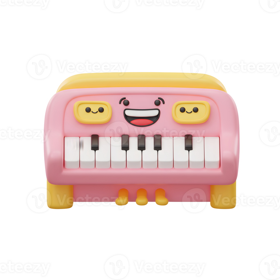 Cute Pink Toy Piano with Face for Kids Music Education png