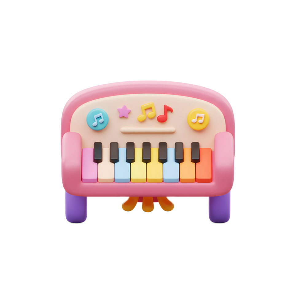 Colorful Toy Piano Close-up on White Background Perfect for Children png