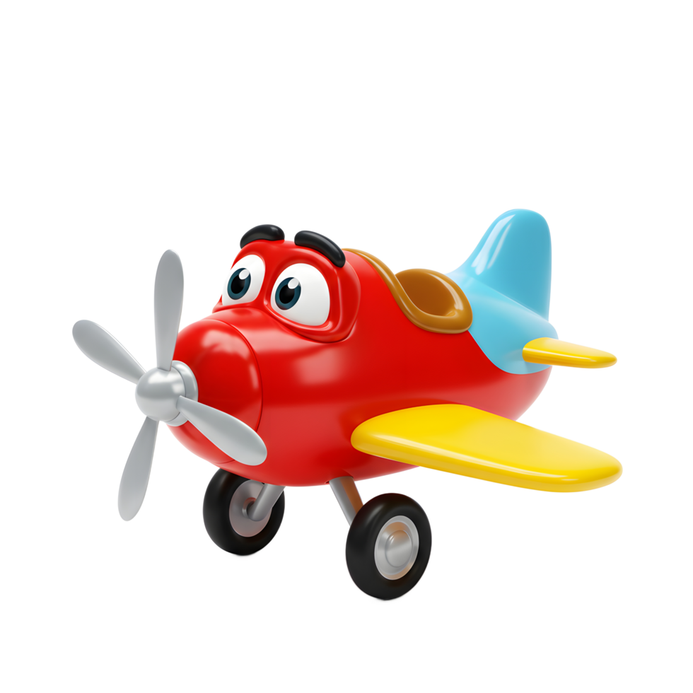 Cartoon Airplane Toy with Funny Face Ready for Flight Adventure png