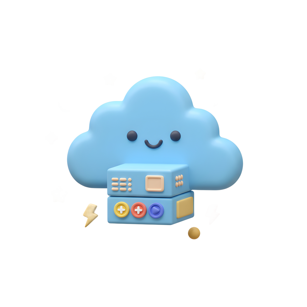 Cute Cloud Hosting with Server Stack Icon for Modern Technology png