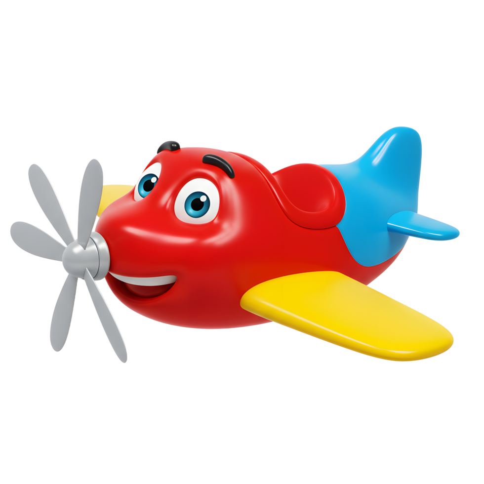 Cartoon Airplane Smiling with Propeller Ready to Fly Animation Scene png