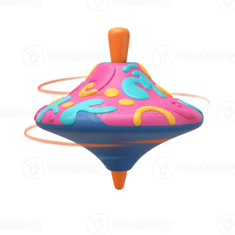 Spinning Toy Top with Colorful Design Illustration on White Background png