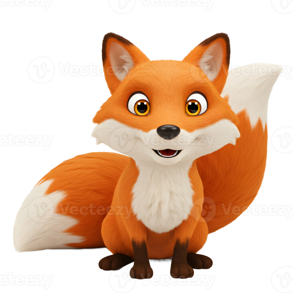 Cute Cartoon Fox Character Sitting Isolated on White Background Illustration png