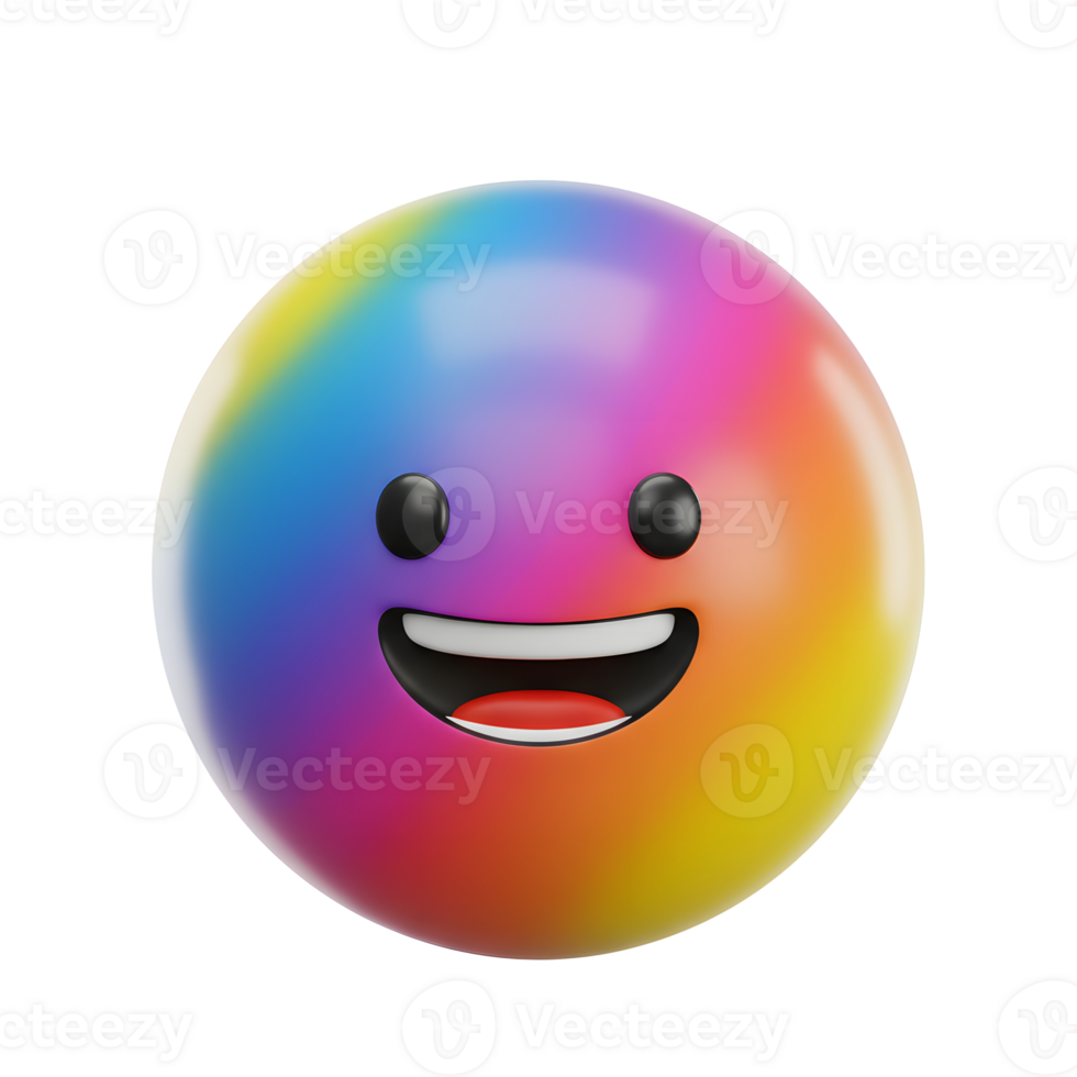 Happy Rainbow Emoji Smiling Round Face Symbol on White Background png