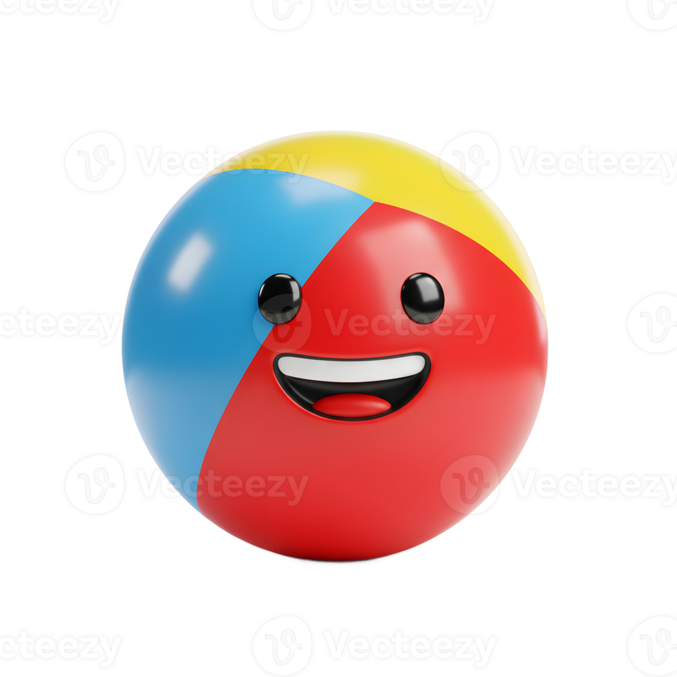 Smiling Beach Ball Cartoon Character with Happy Expression on White Background png