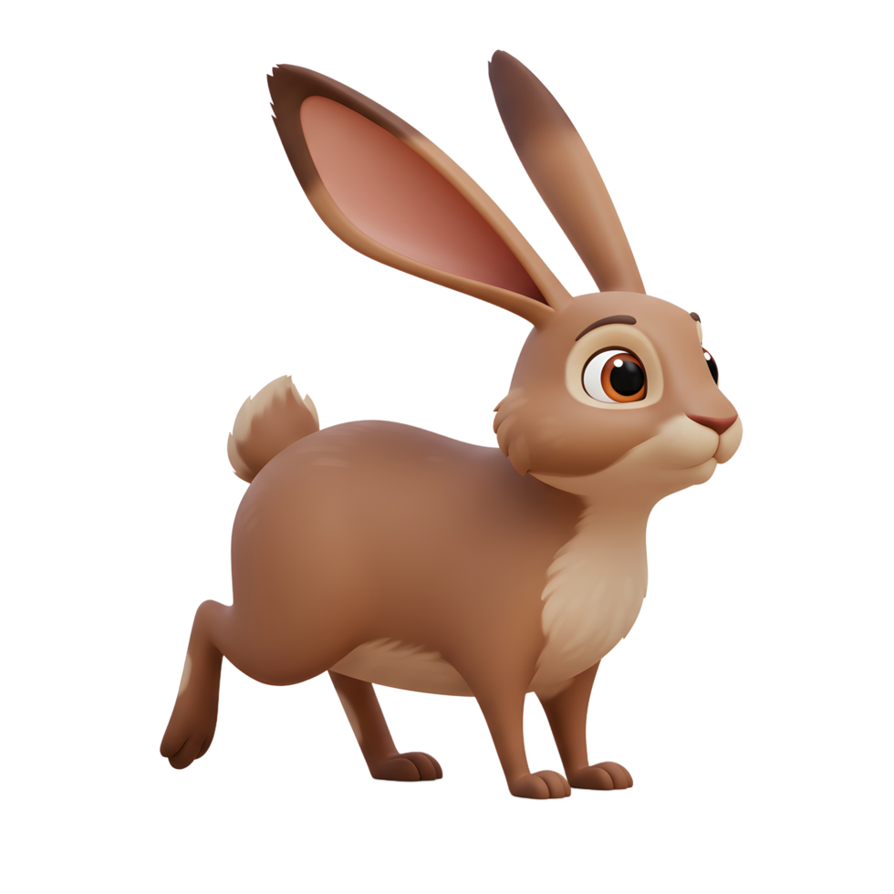 Cartoon Hare Character Standing Posing Isolated on White Background png