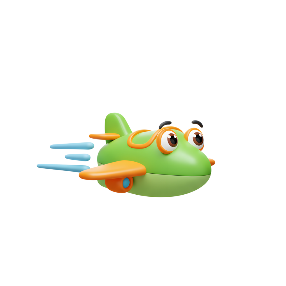 Cartoon Airplane Flying with Speed Effect on a Clean White Background png