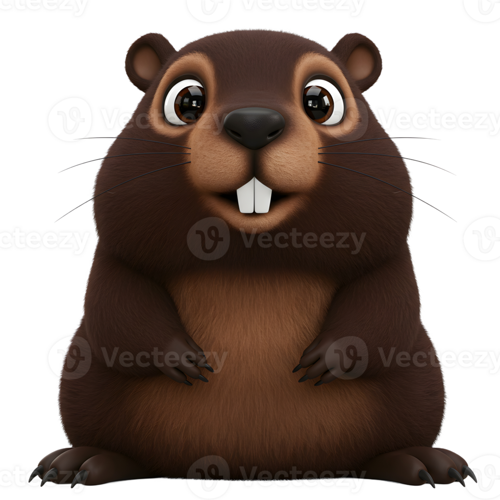 Cartoon Beaver Character Illustration with Funny Face and Big Teeth png