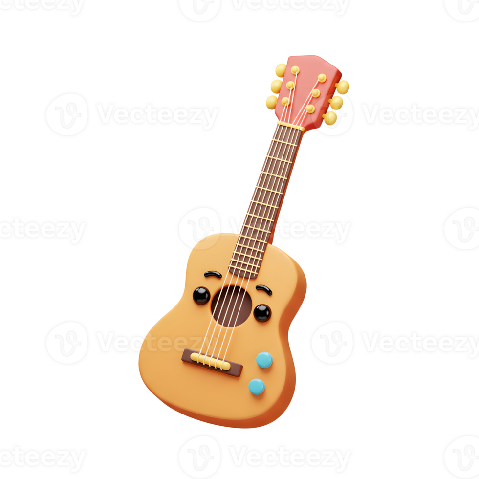 Cartoon Guitar Illustration for Music Education and Creative Design Projects png