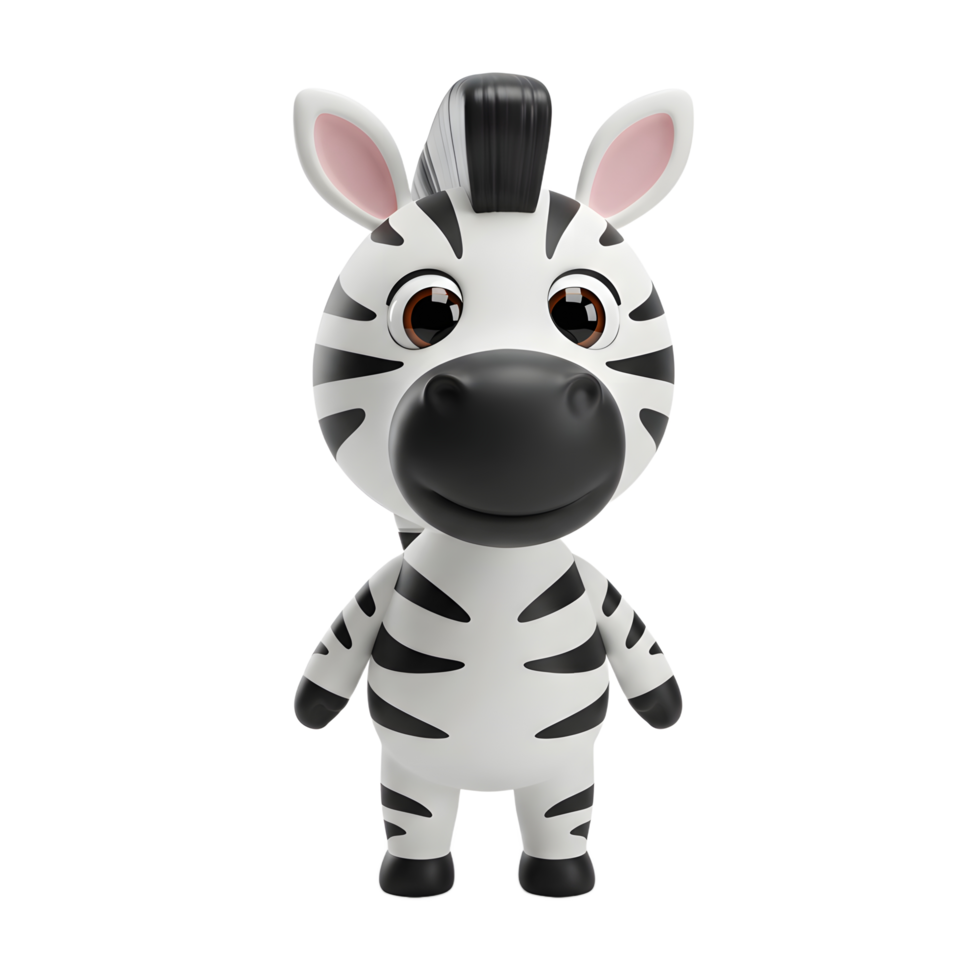 Cartoon Zebra Standing Upright with Black and White Stripes on White png
