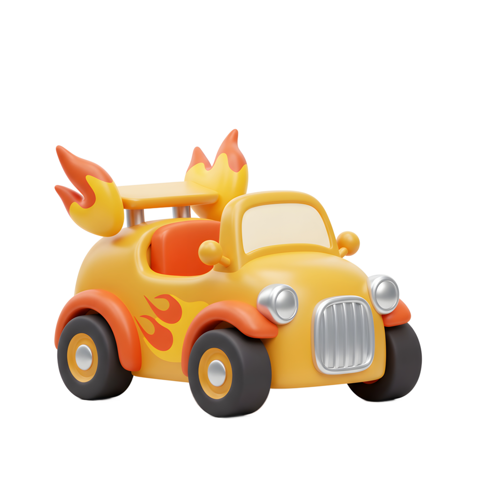 Cartoon Hot Rod Car with Flames Illustration on a White Background png