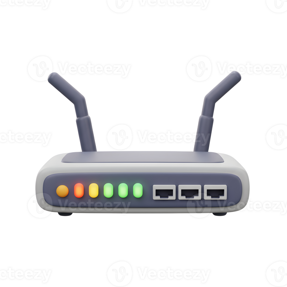 Modern Wi-Fi Router Illustration with Lights Signalling Internet Connection png