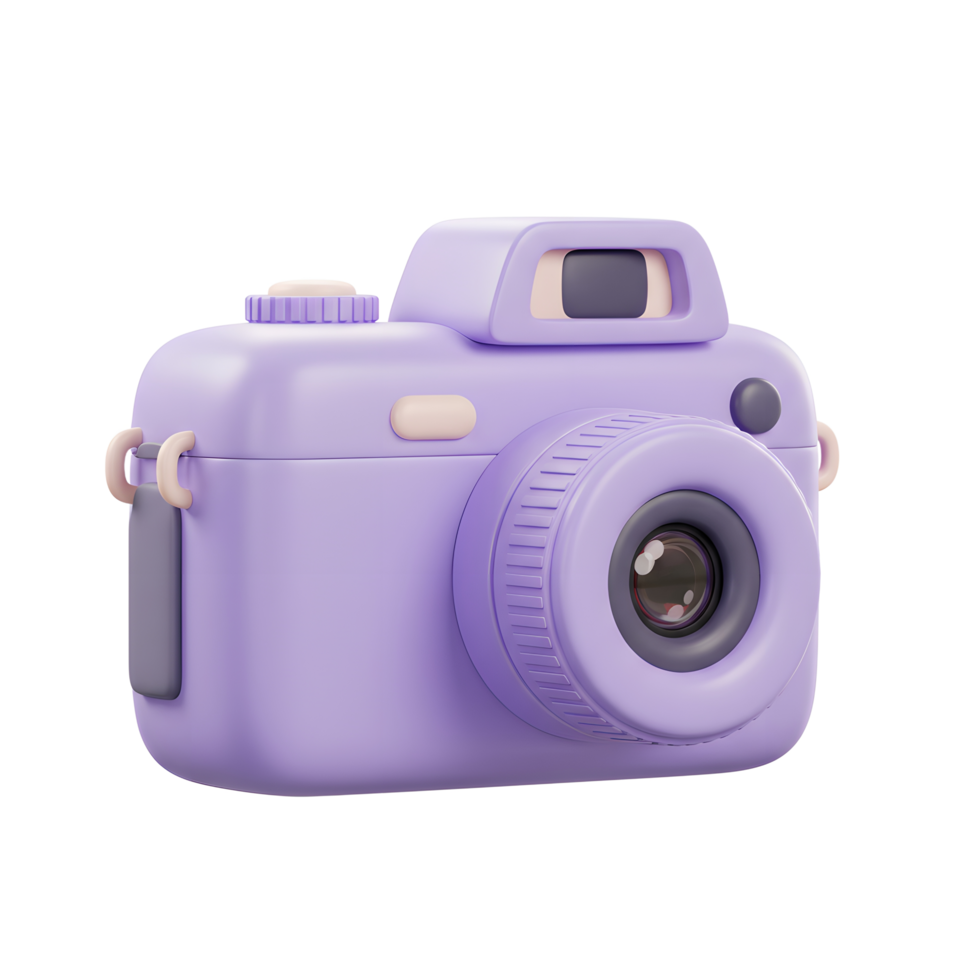 Cute Purple Camera Illustration for Photography Content or Design Element png