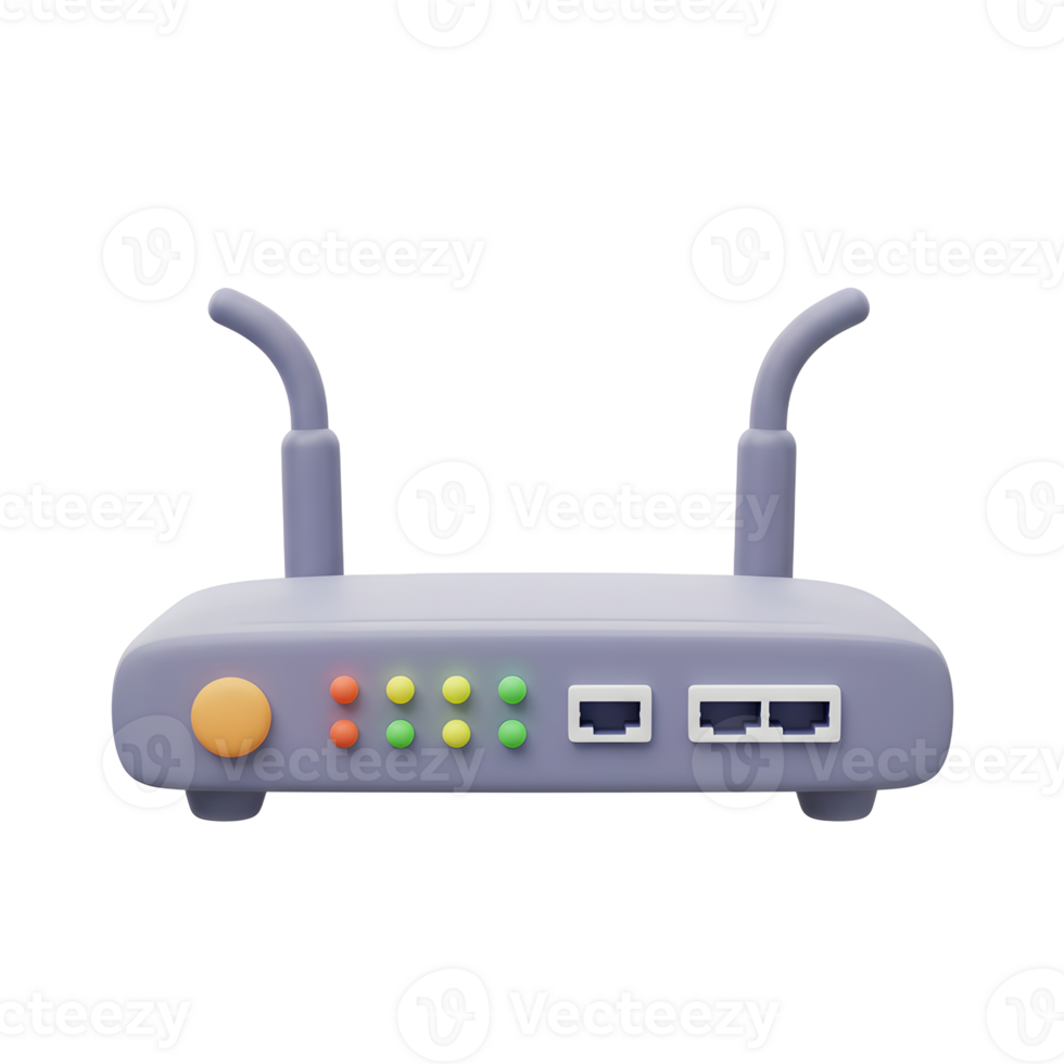 Wireless Router Illustration with Antenna and Lights for Network Connection png