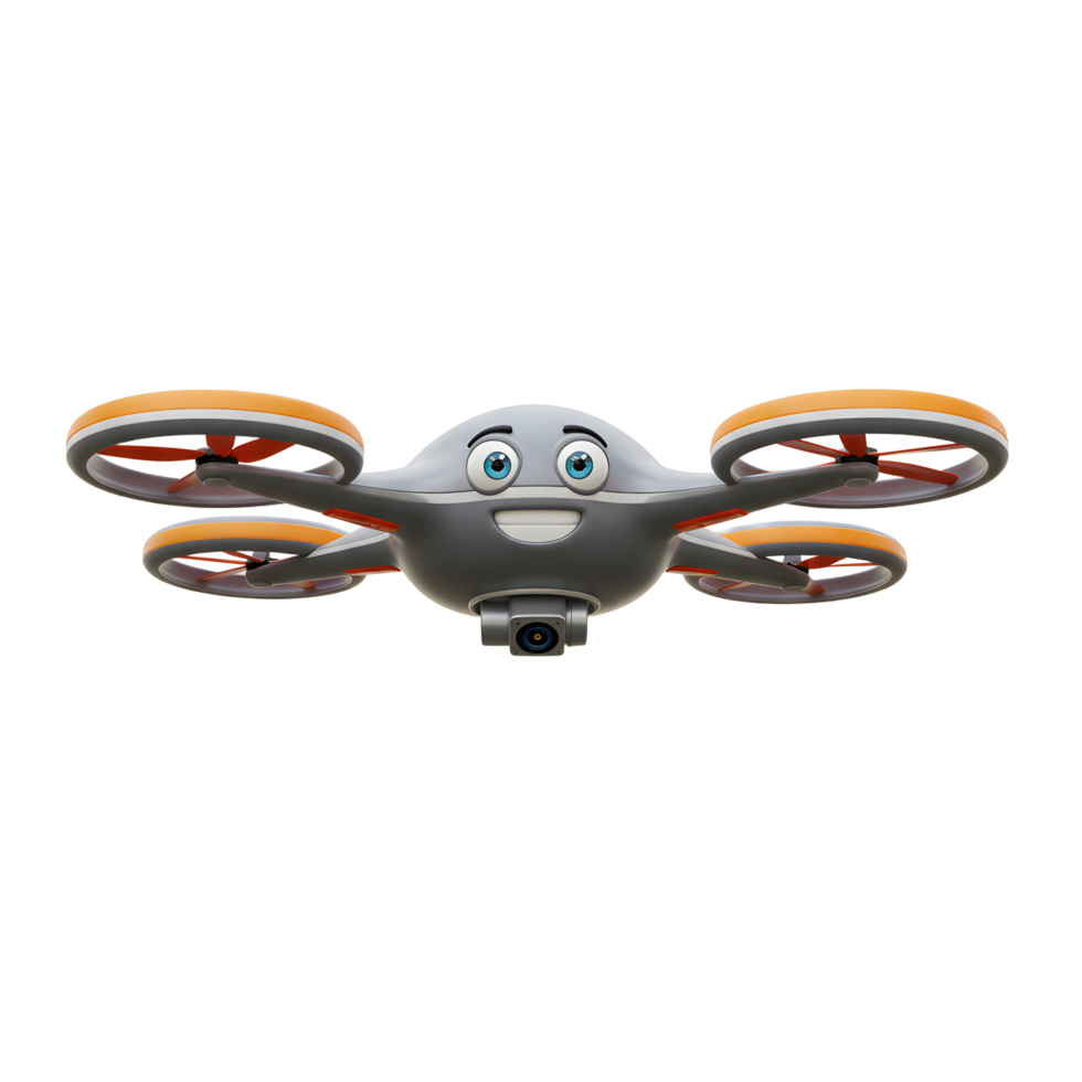 Smiling Cartoon Drone with Camera for Educational Content and Children png