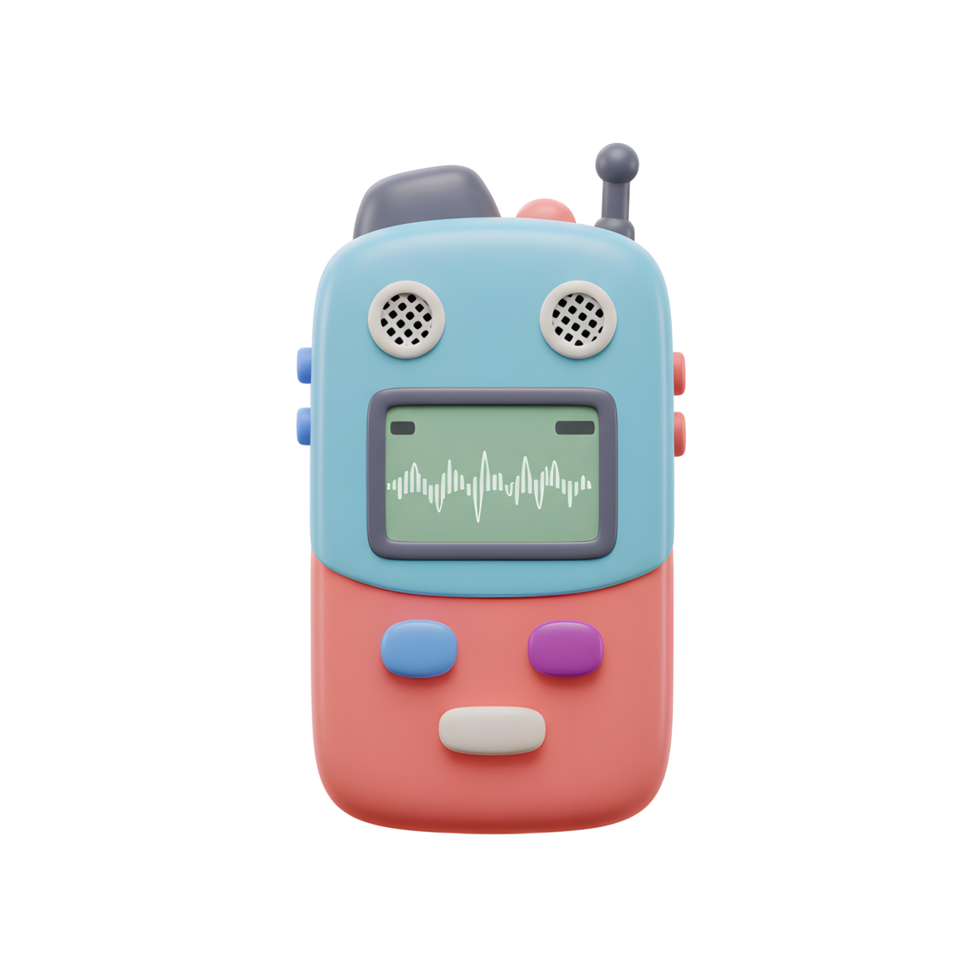 Cartoon Walkie Talkie with Signal on Screen Wireless Communication Device png
