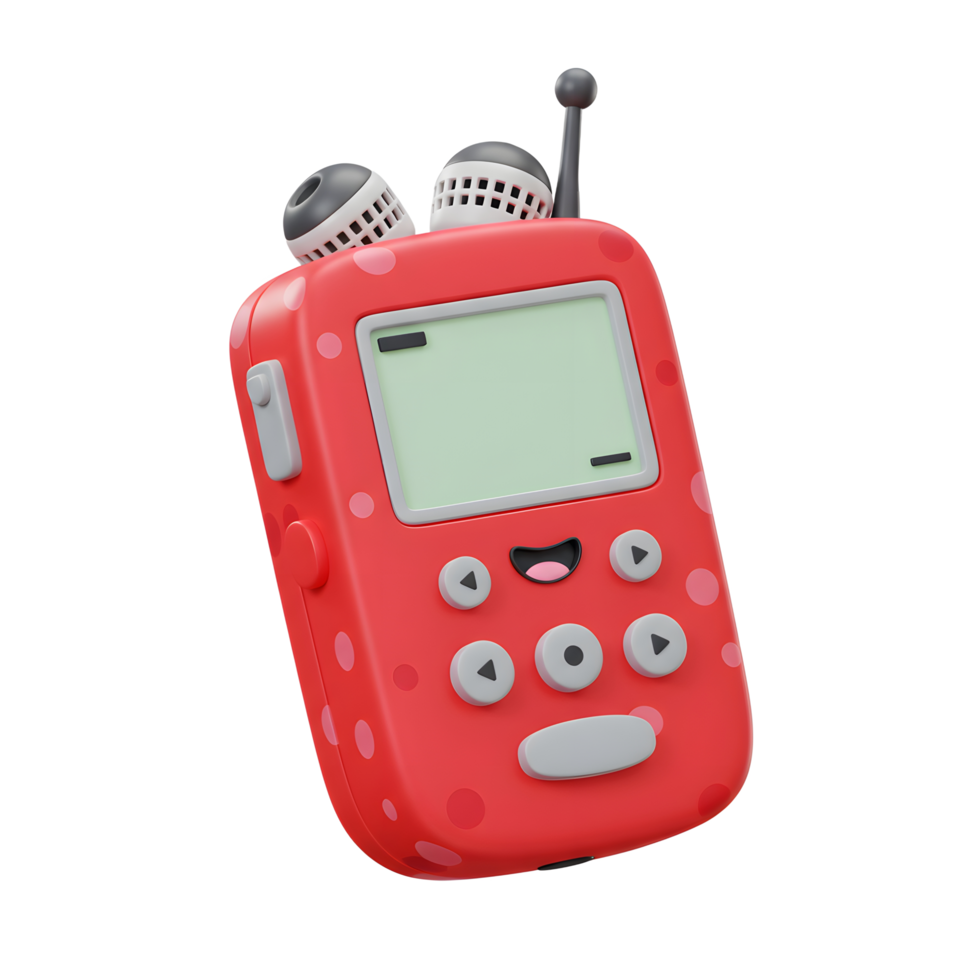 Cartoon Walkie-Talkie Toy with Polka Dots and Smiling Face png