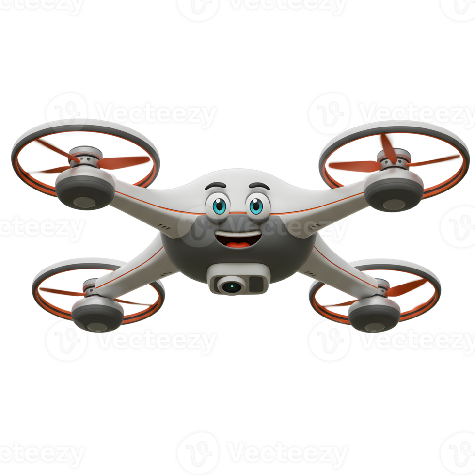 Cartoon Drone Character with Smiling Face and Camera for Animation png