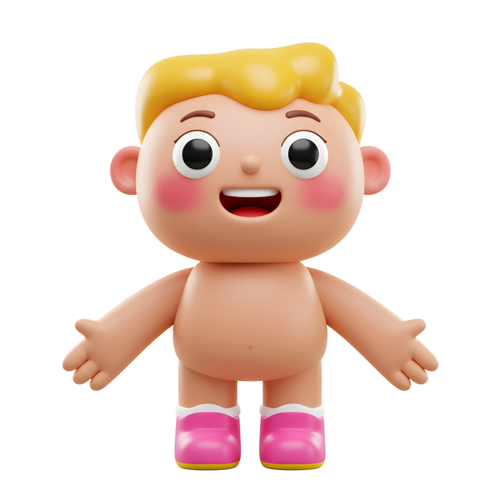 Cartoon Boy Character Standing with Open Arms and Pink Boots png
