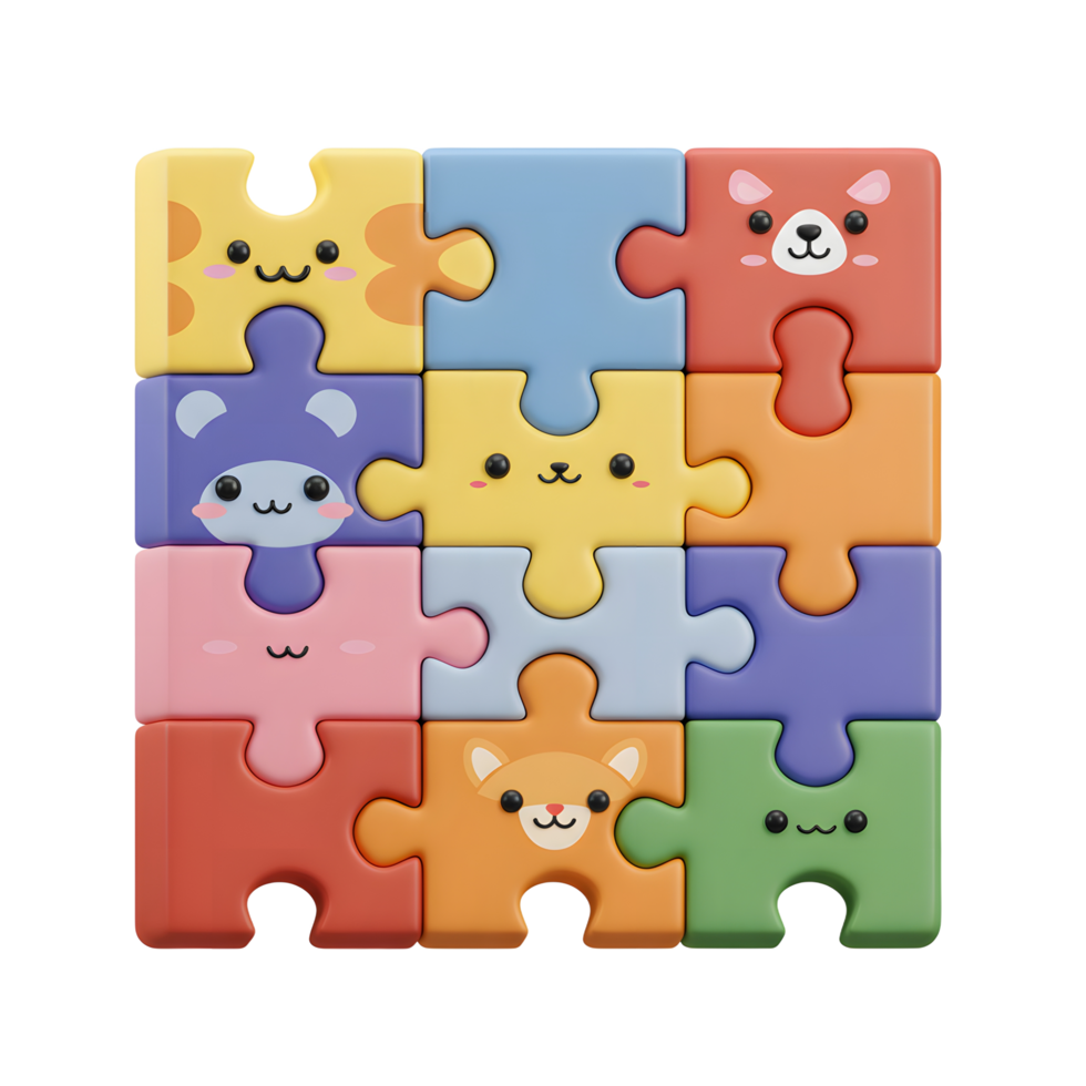 Animal Character Jigsaw Puzzle for Kids Learning and Creative Play png