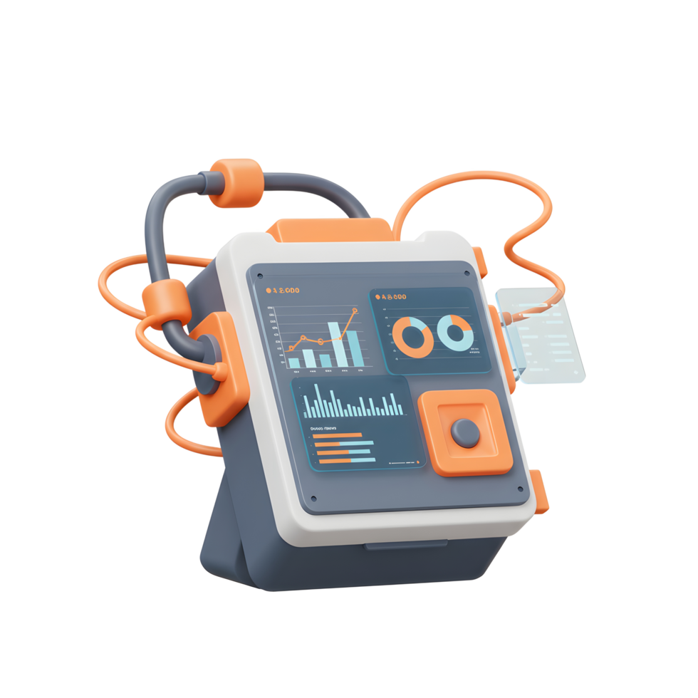 Analyzing Business Data with a Modern Cartoon Style Dashboard Interface png