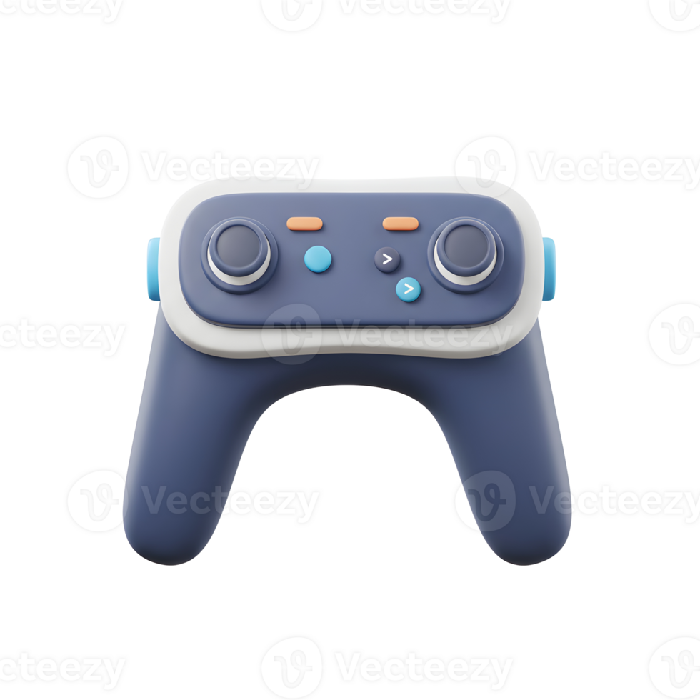 Stylized Blue Game Controller with Joysticks and Buttons on White Background png