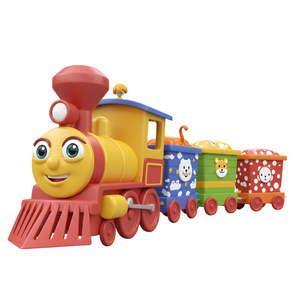 Cute Toy Train with Carriages Isolated on White Background for Kids png
