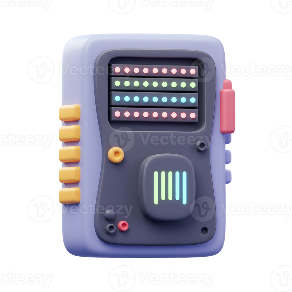 Cartoon Computer Terminal with Glowing Lights and Buttons for Technology Illustration png