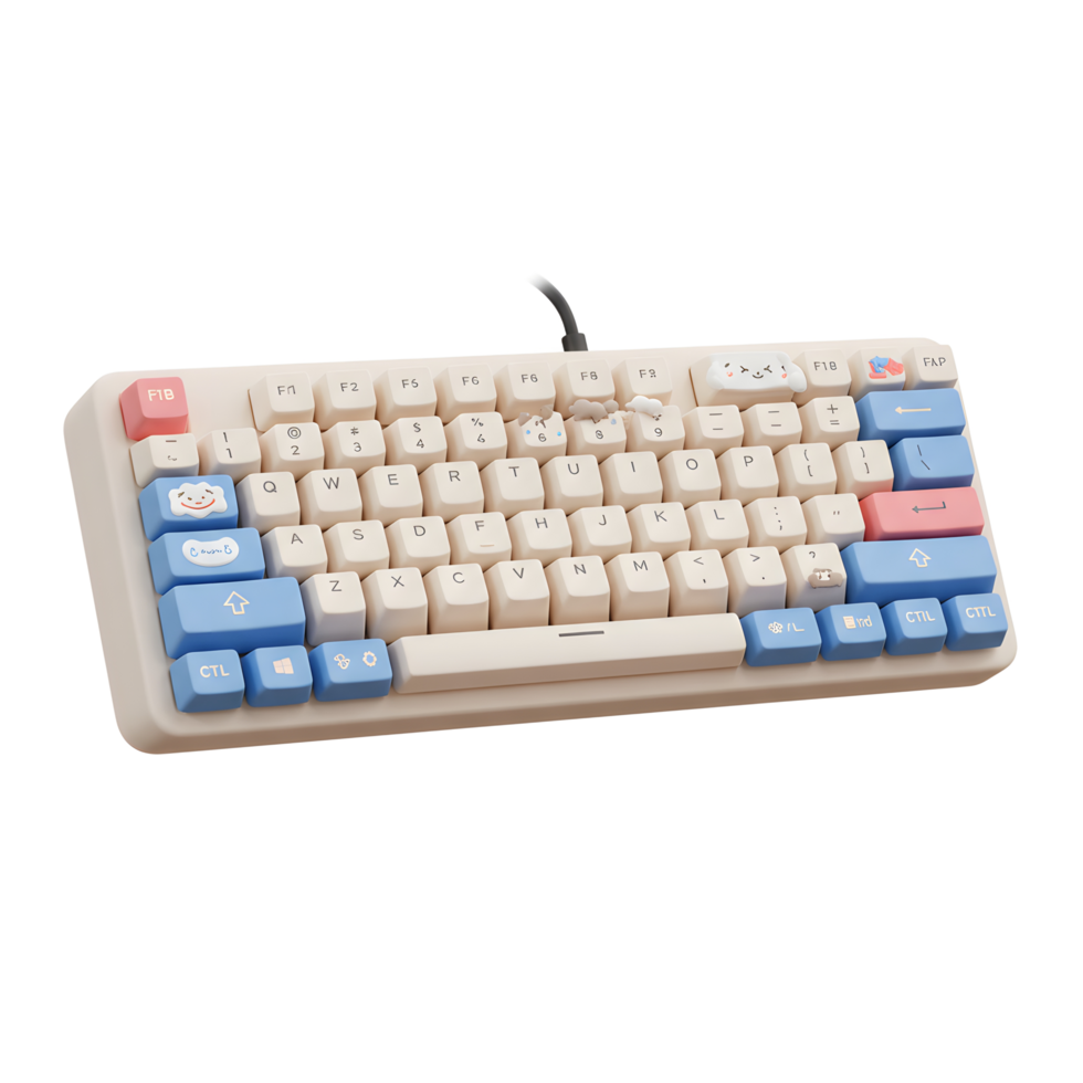 Cute Computer Keyboard with Pastel Keycaps for Gaming and Work png