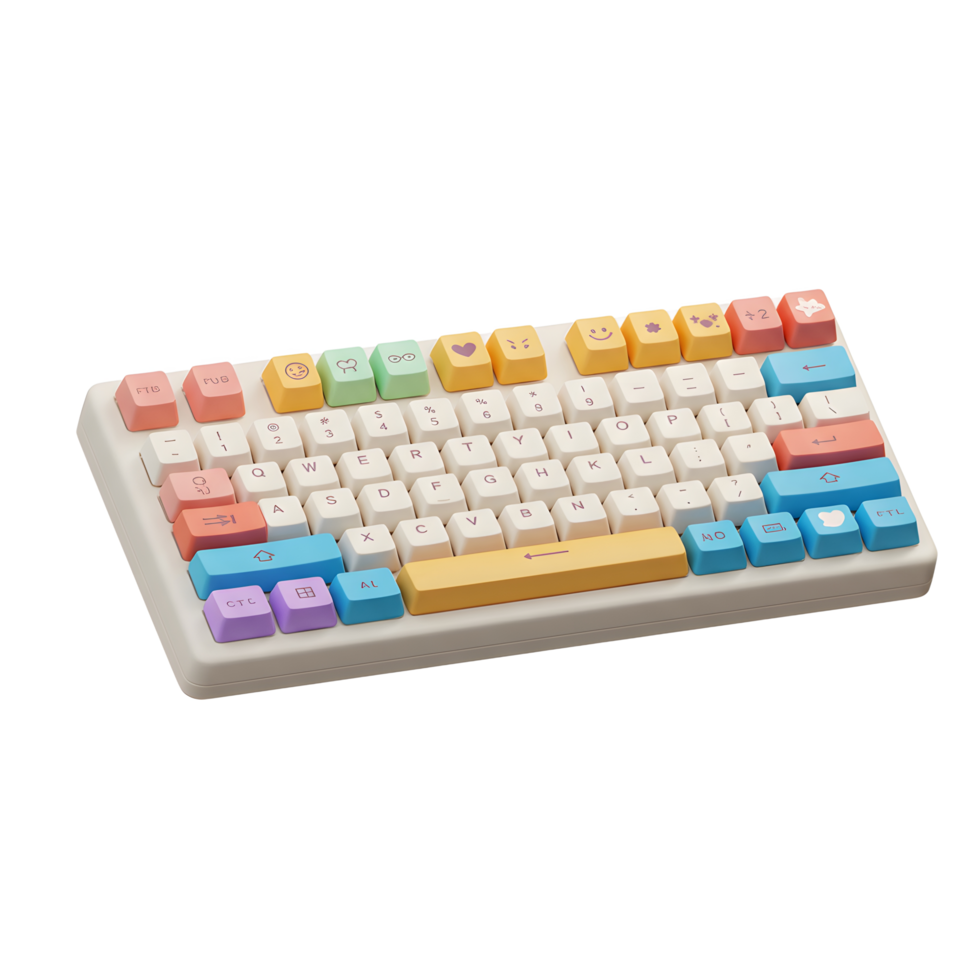 Colorful Custom Mechanical Keyboard with Emoji Keycaps for Modern Workspace png